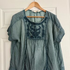 C&C California Embroidered Teal Women's Top